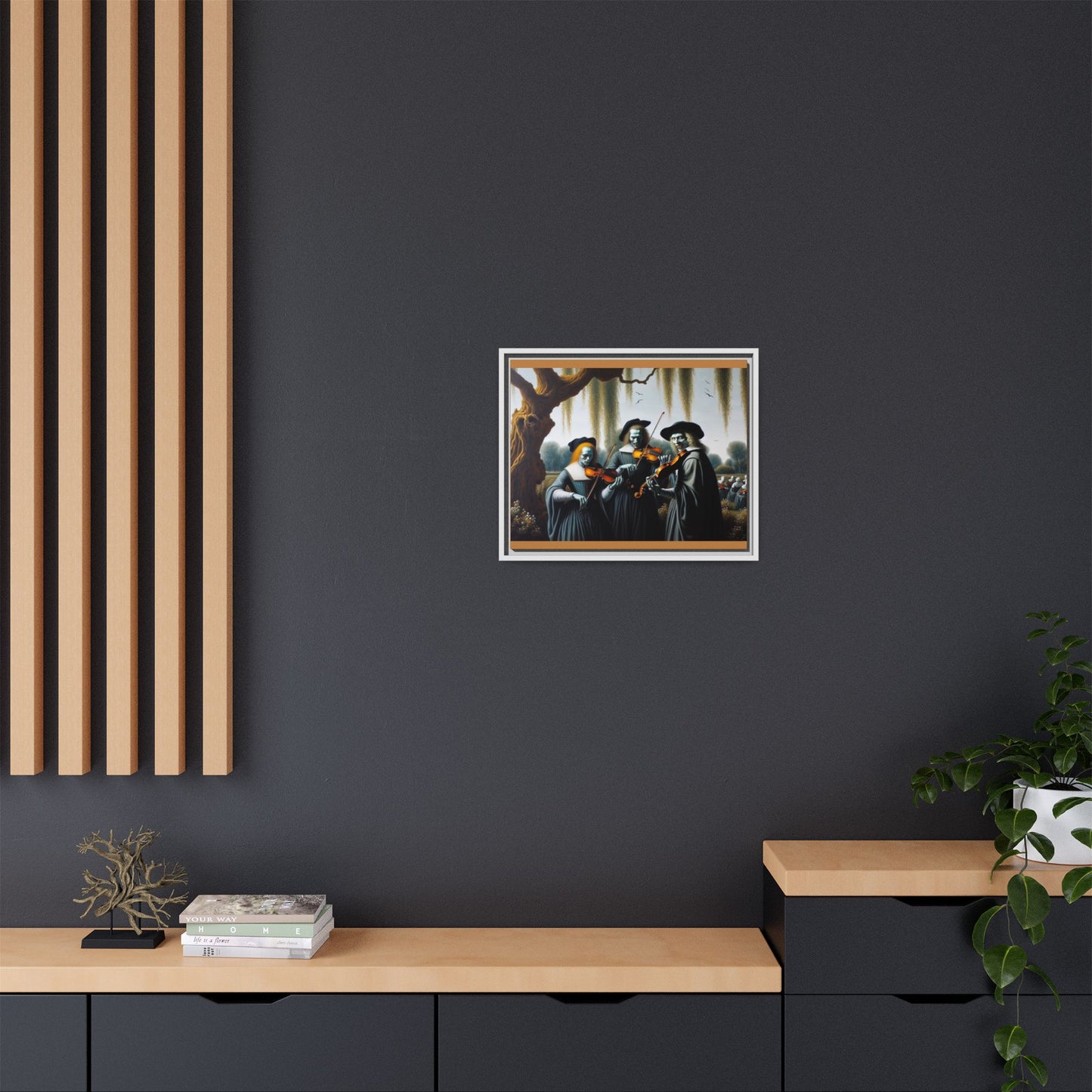 Vermeer's Vampire Violinists Canvas, Framed (Multi-color)