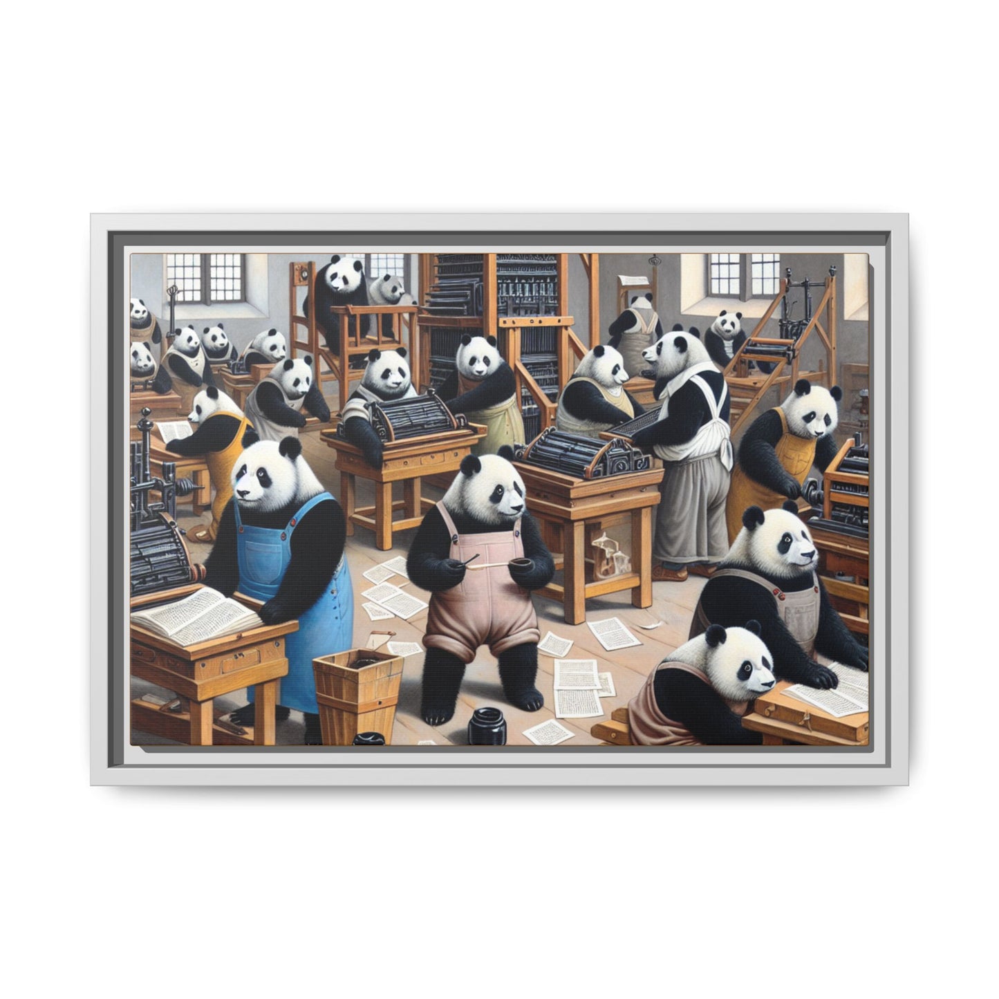 Printing Pandamonium Canvas, Framed (Multi-color)