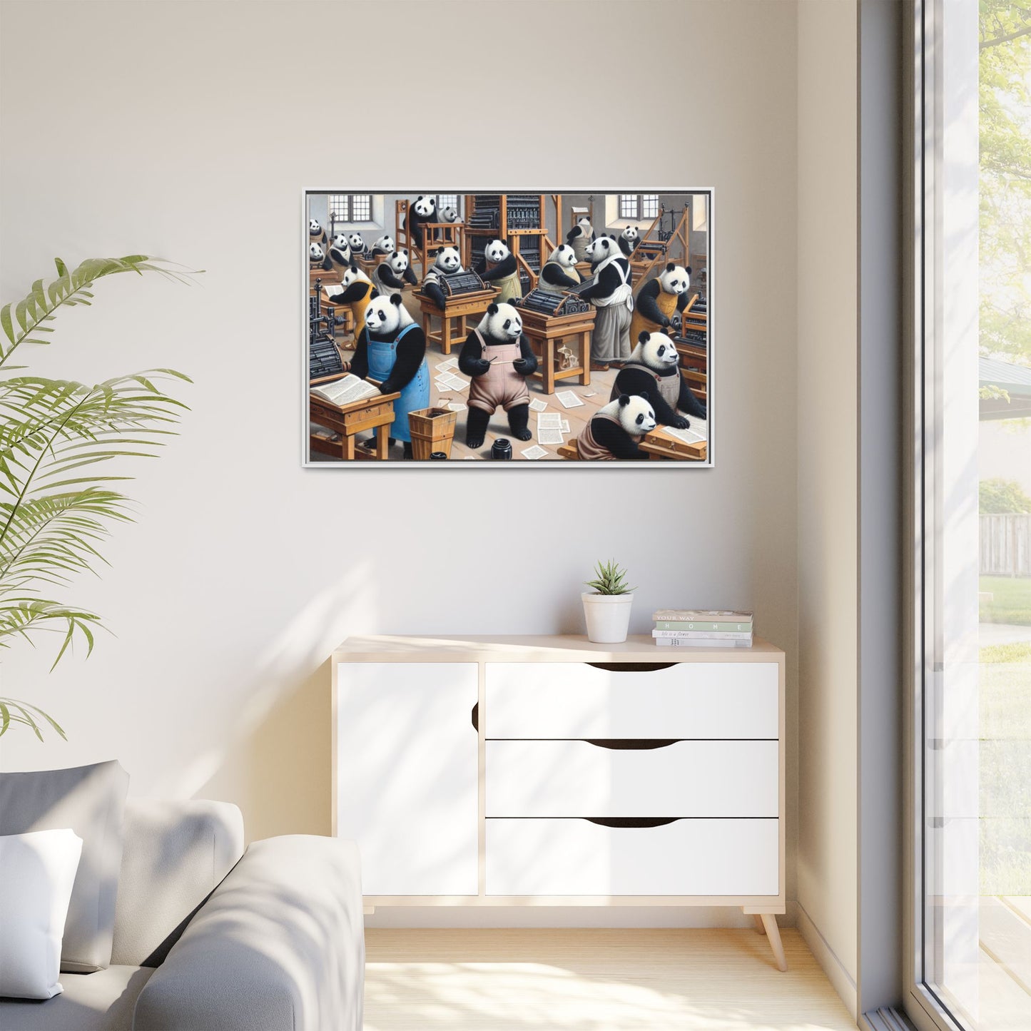Printing Pandamonium Canvas, Framed (Multi-color)