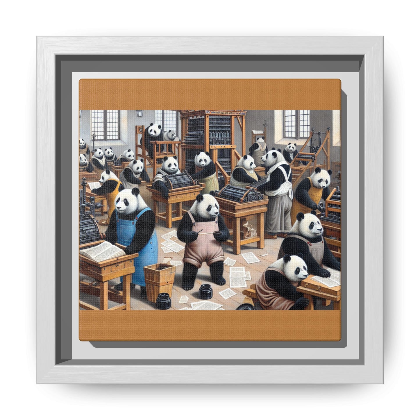 Printing Pandamonium Canvas, Framed (Multi-color)