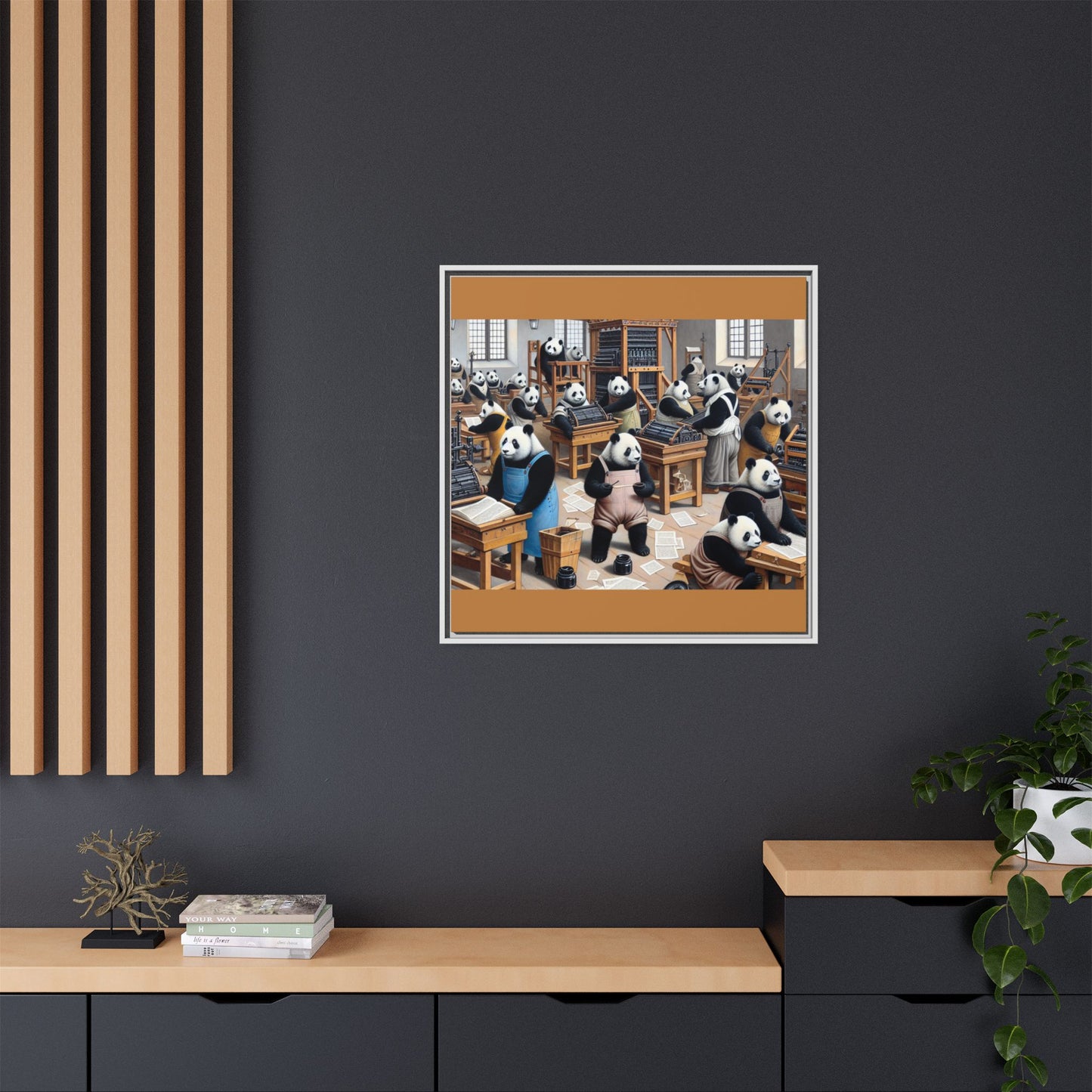 Printing Pandamonium Canvas, Framed (Multi-color)