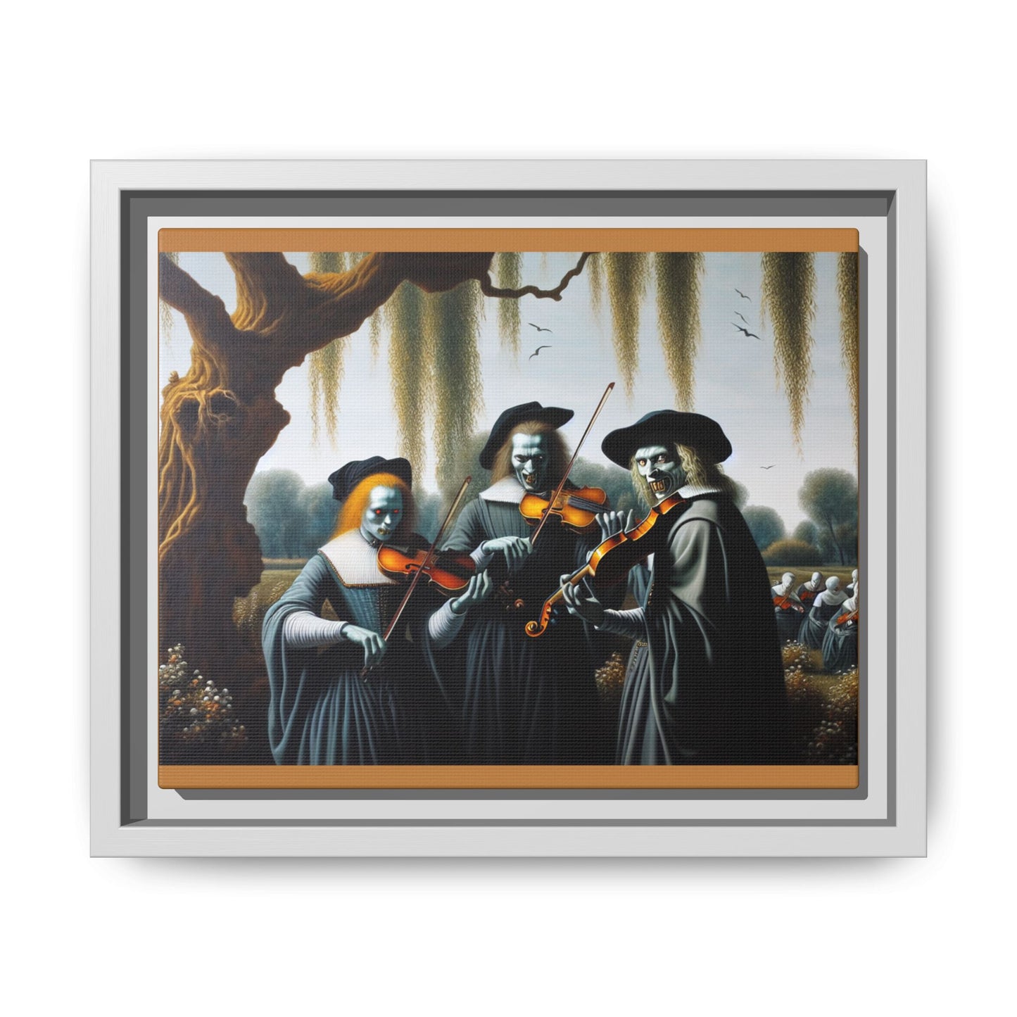 Vermeer's Vampire Violinists Canvas, Framed (Multi-color)