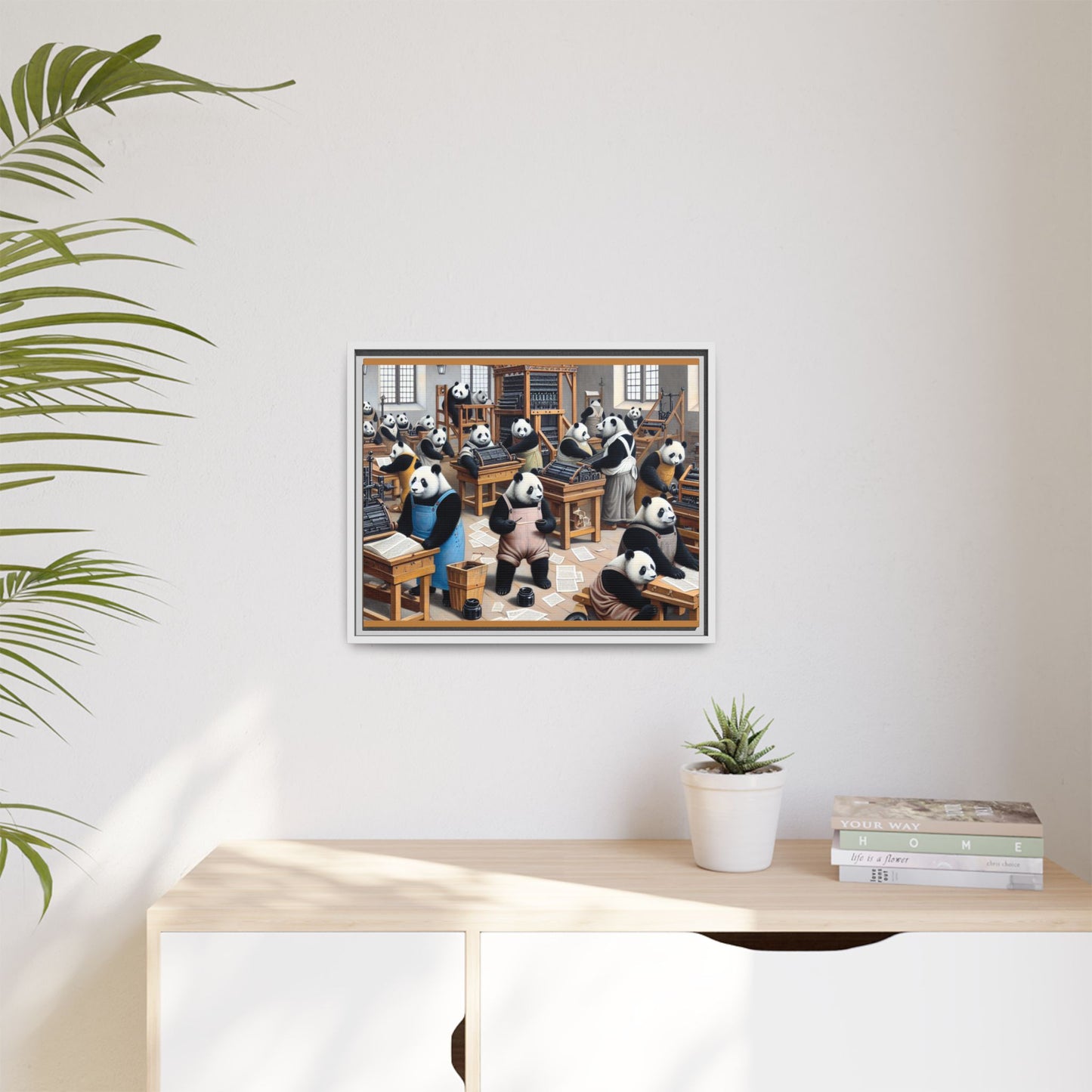 Printing Pandamonium Canvas, Framed (Multi-color)