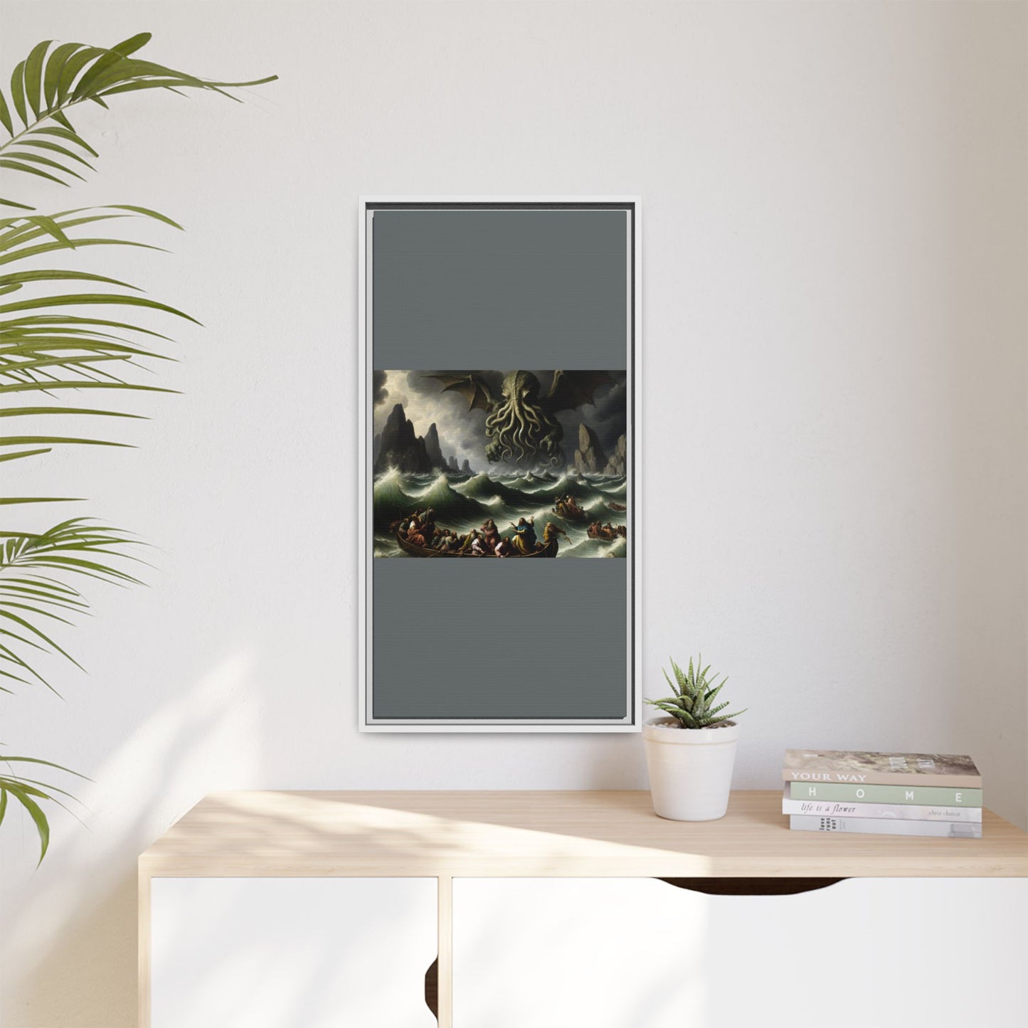 Cthulhu in the Storm Canvas, Framed (Multi-color)