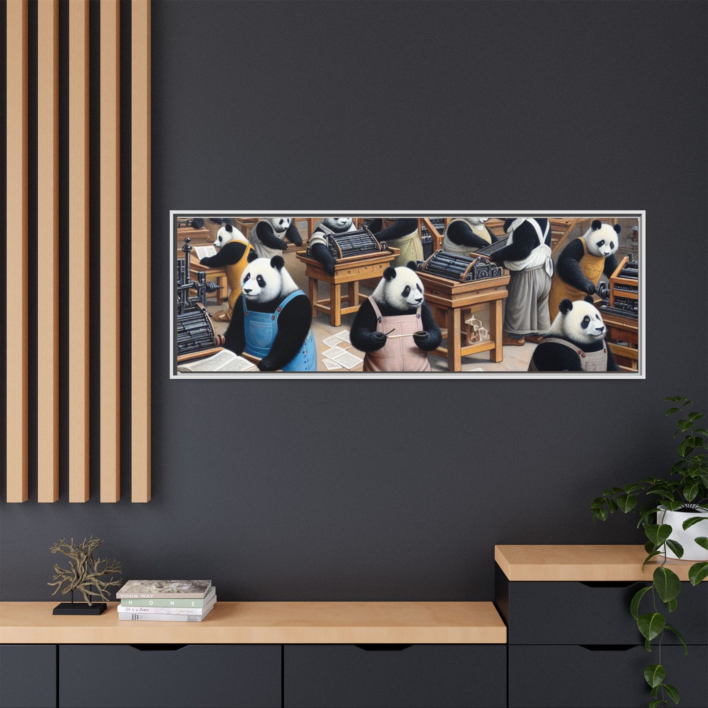 Printing Pandamonium Canvas, Framed (Multi-color)