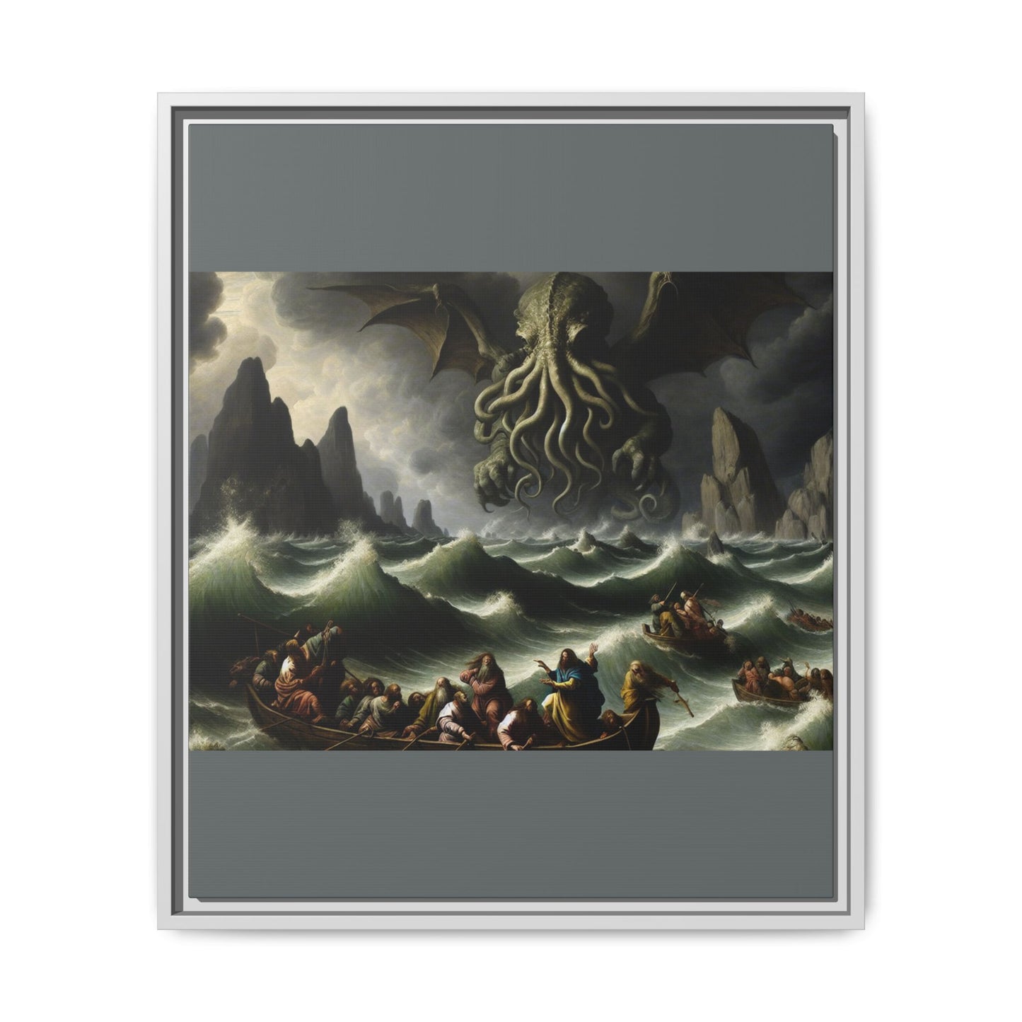 Cthulhu in the Storm Canvas, Framed (Multi-color)