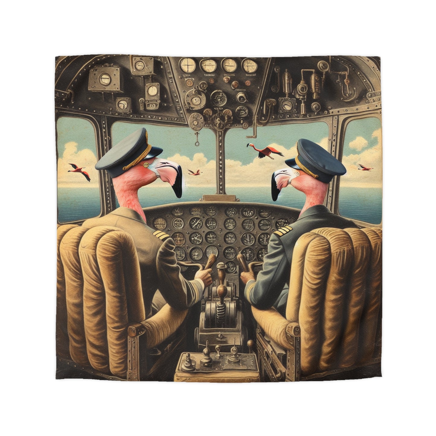 Flamingo Flight Deck Microfiber Duvet Cover