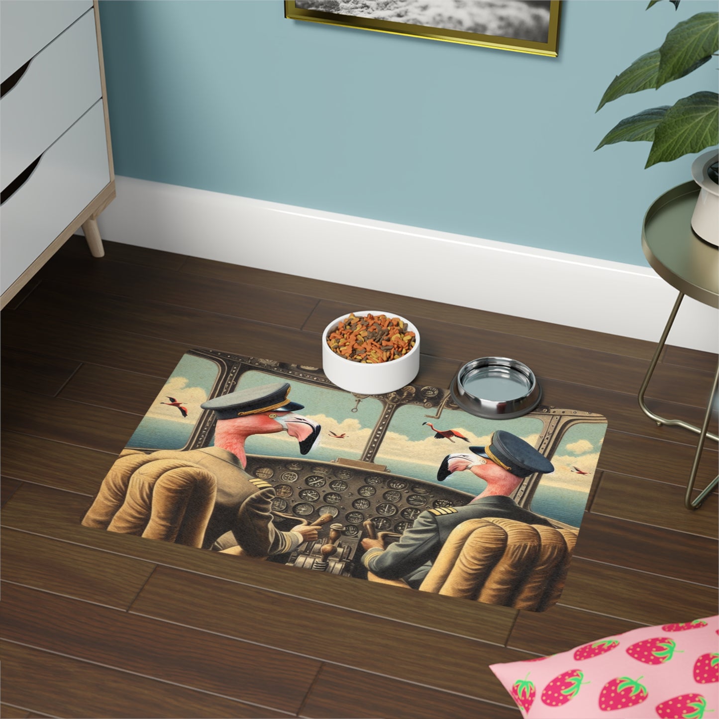 Flamingo Flight Deck Pet Food Mat