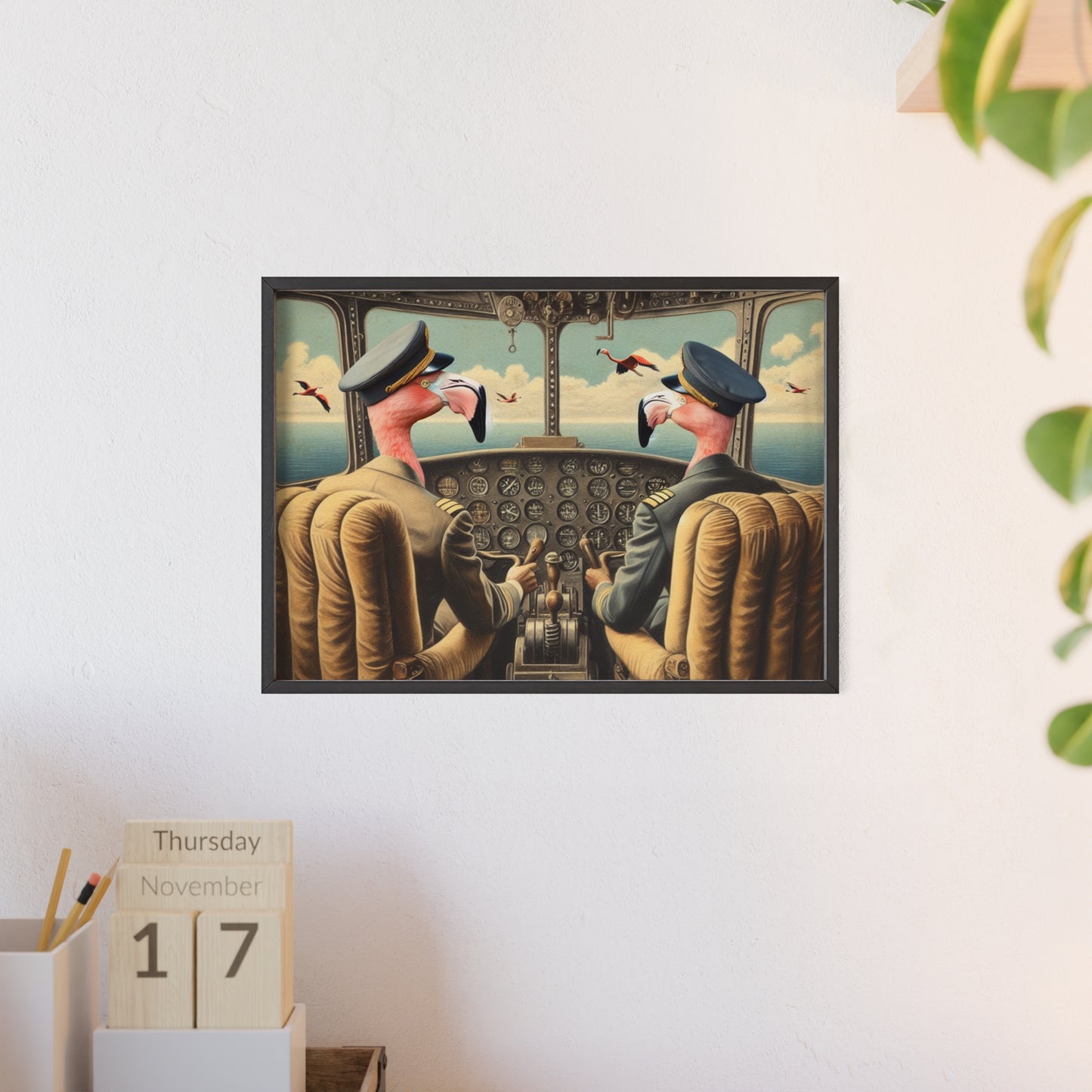 Framed Flamingo Flight Deck Poster