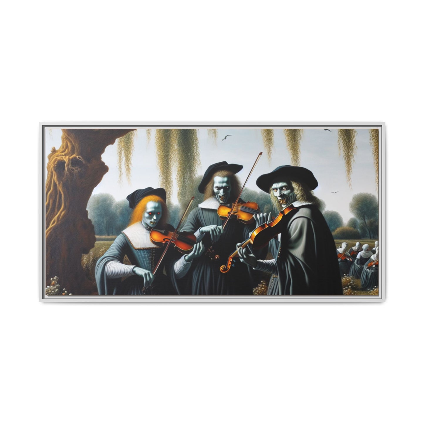 Vermeer's Vampire Violinists Canvas, Framed (Multi-color)