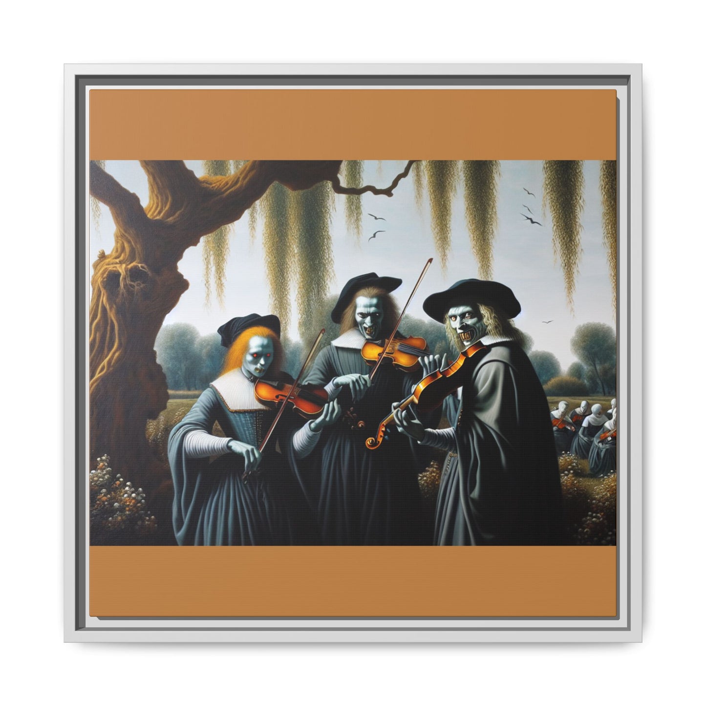 Vermeer's Vampire Violinists Canvas, Framed (Multi-color)