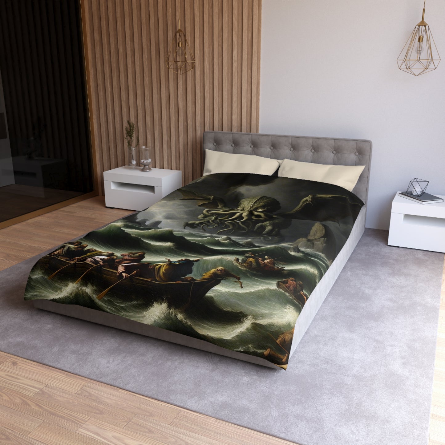 Cthulhu in the Storm Microfiber Duvet Cover