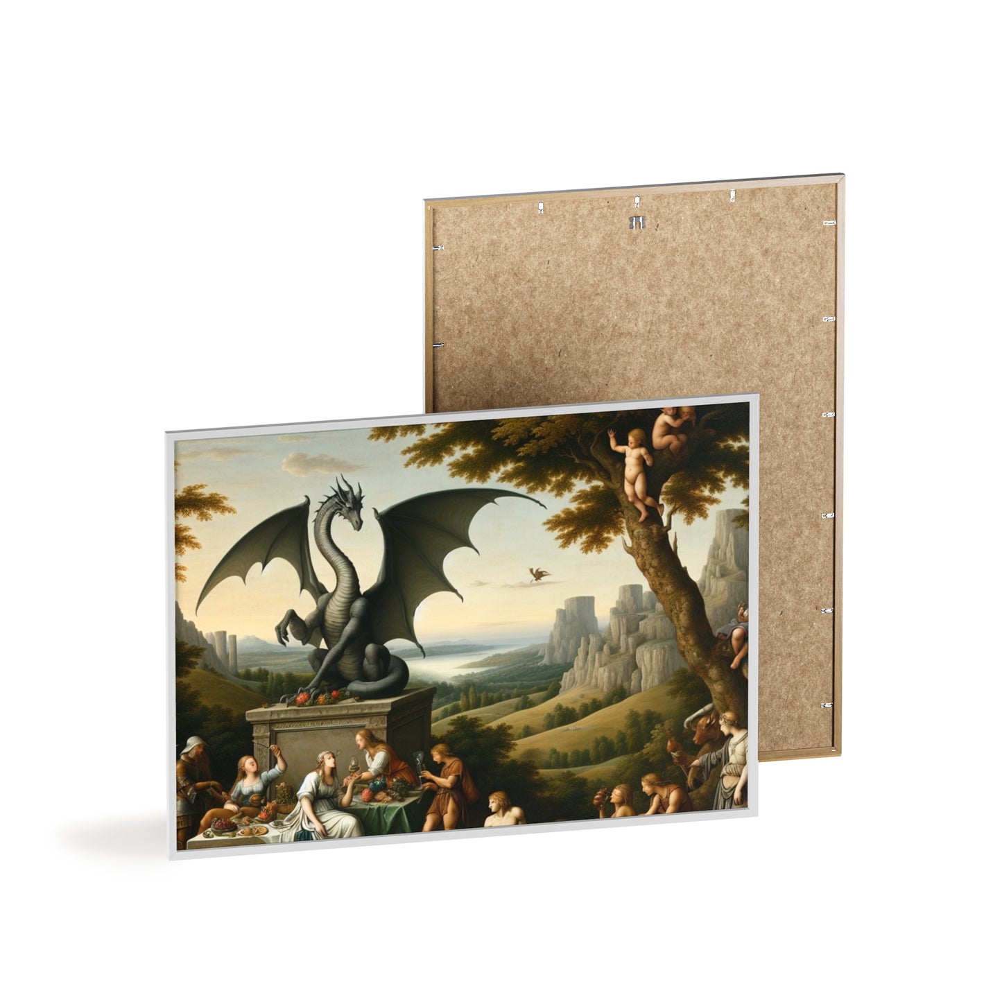 Framed Dragon Statue Poster