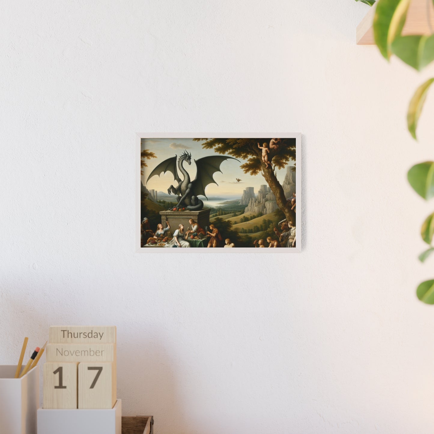 Framed Dragon Statue Poster