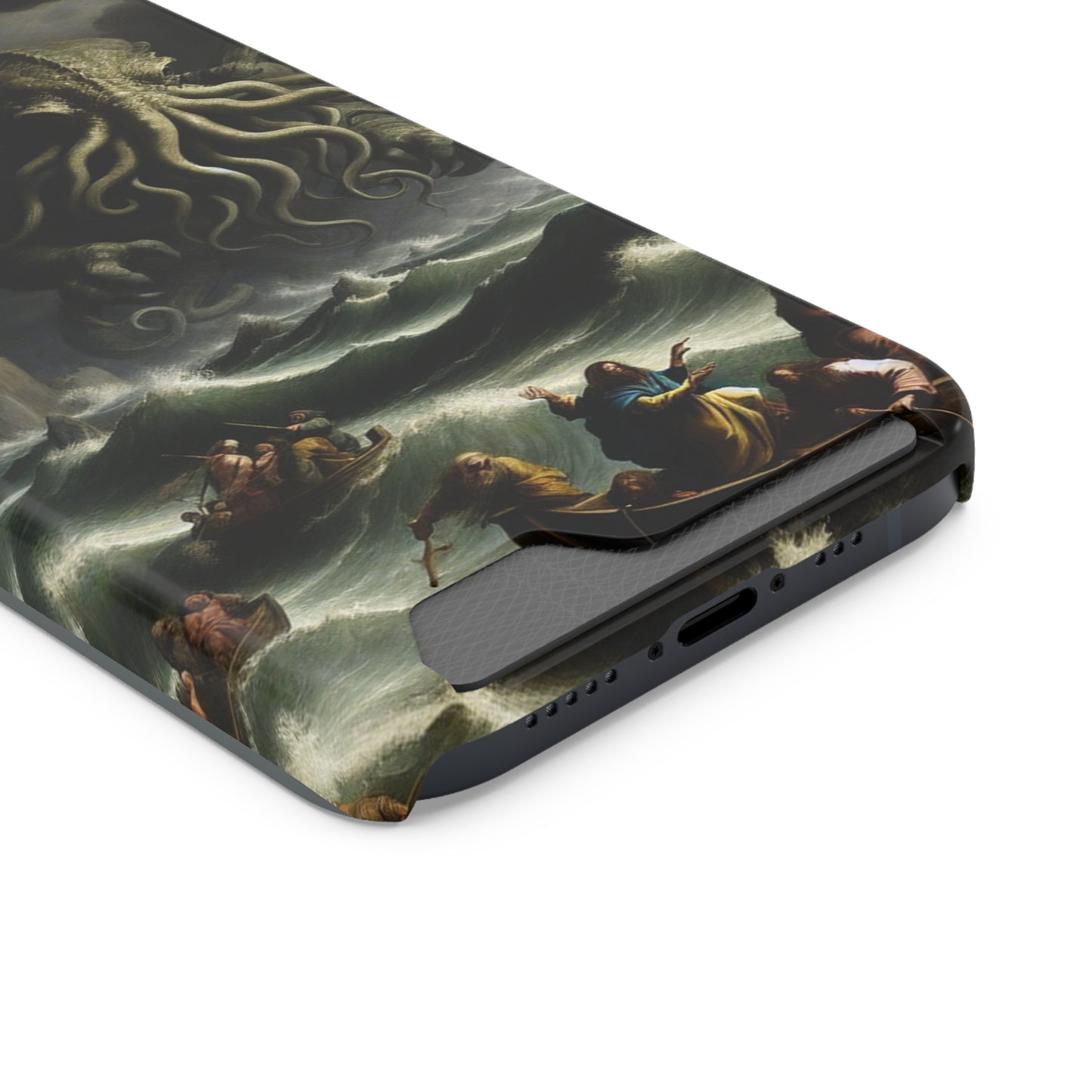 Cthulhu in the Storm Phone Case with Card Holder - IPHONE