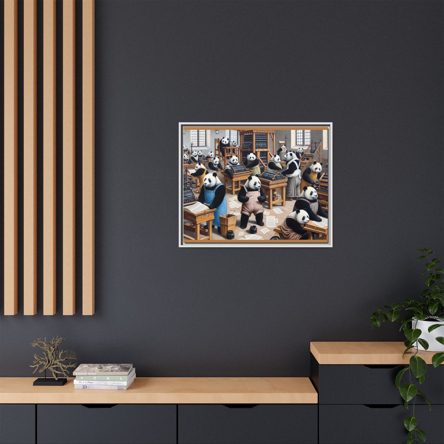 Printing Pandamonium Canvas, Framed (Multi-color)