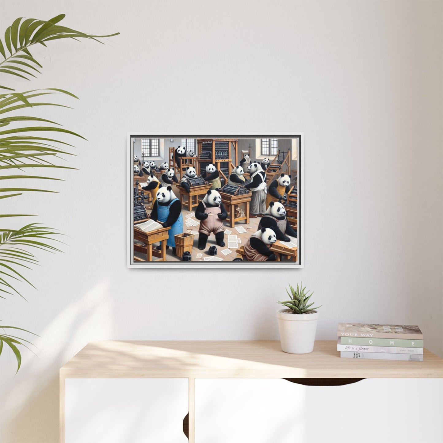 Printing Pandamonium Canvas, Framed (Multi-color)