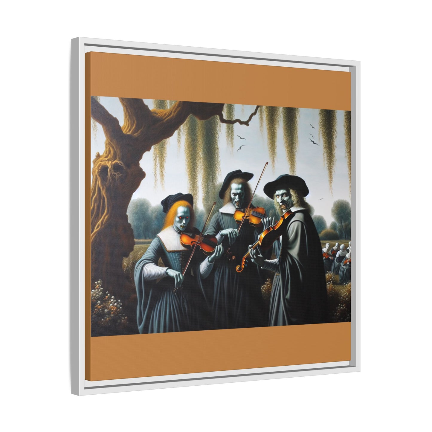 Vermeer's Vampire Violinists Canvas, Framed (Multi-color)