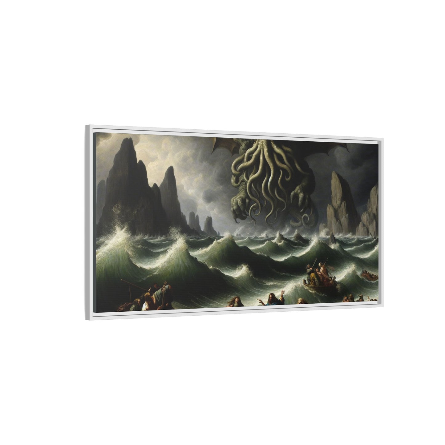 Cthulhu in the Storm Canvas, Framed (Multi-color)