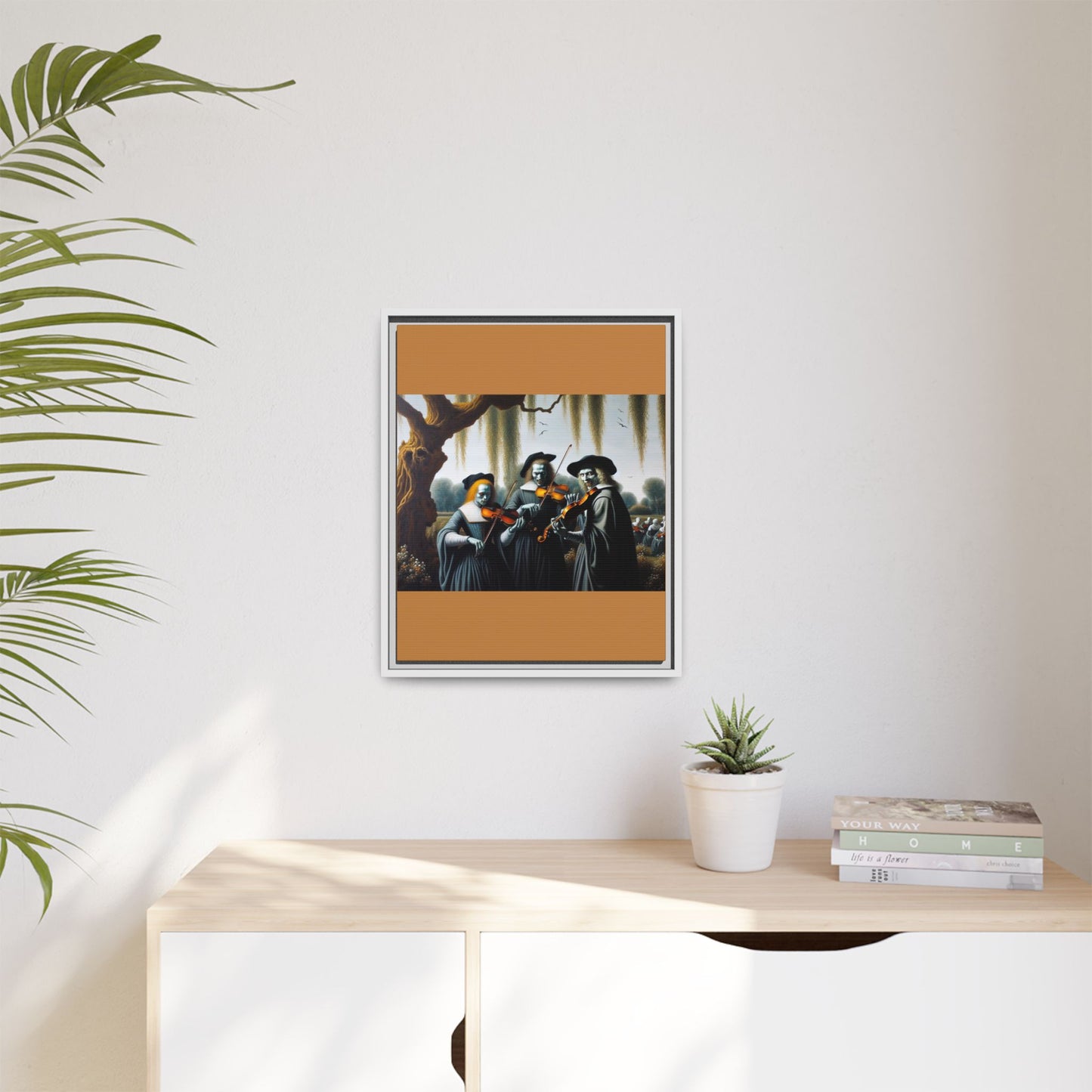 Vermeer's Vampire Violinists Canvas, Framed (Multi-color)