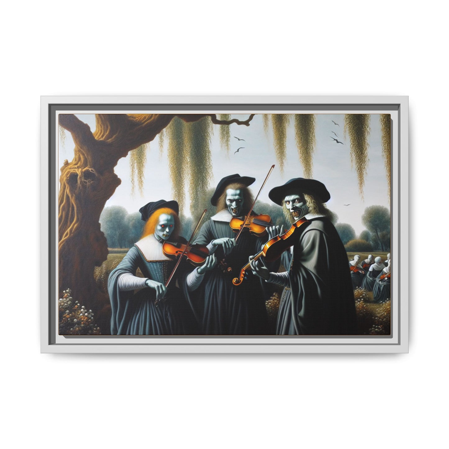 Vermeer's Vampire Violinists Canvas, Framed (Multi-color)