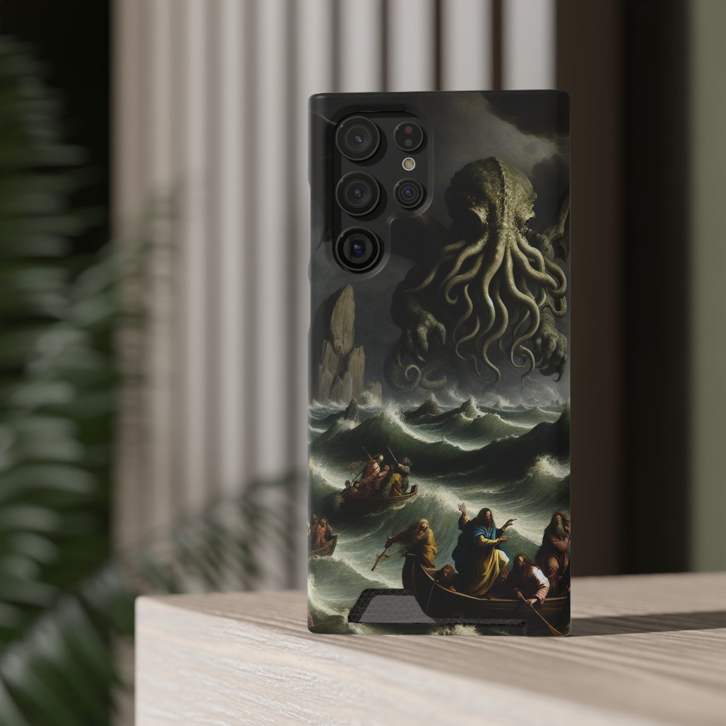 Cthulhu in the Storm Phone Case with Card Holder - GALAXY