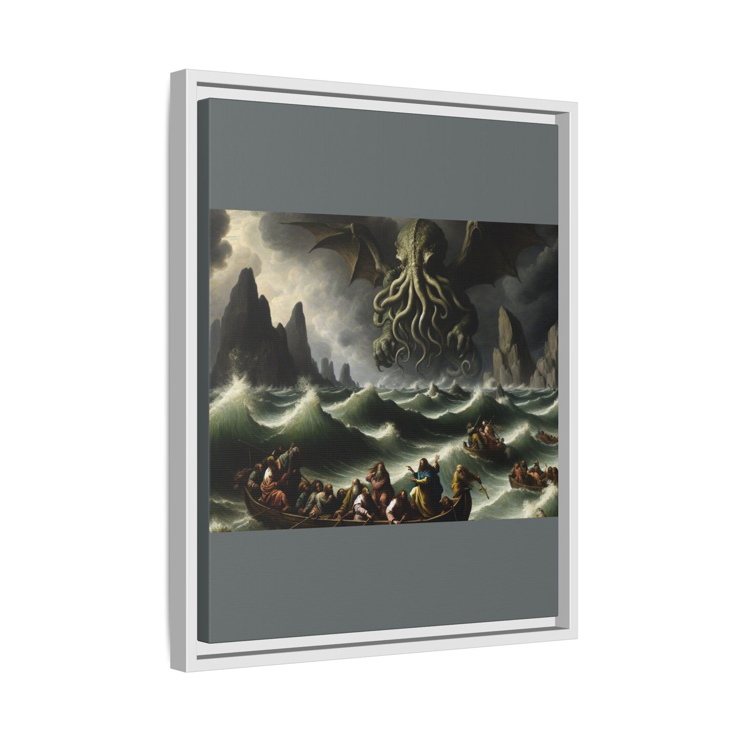 Cthulhu in the Storm Canvas, Framed (Multi-color)