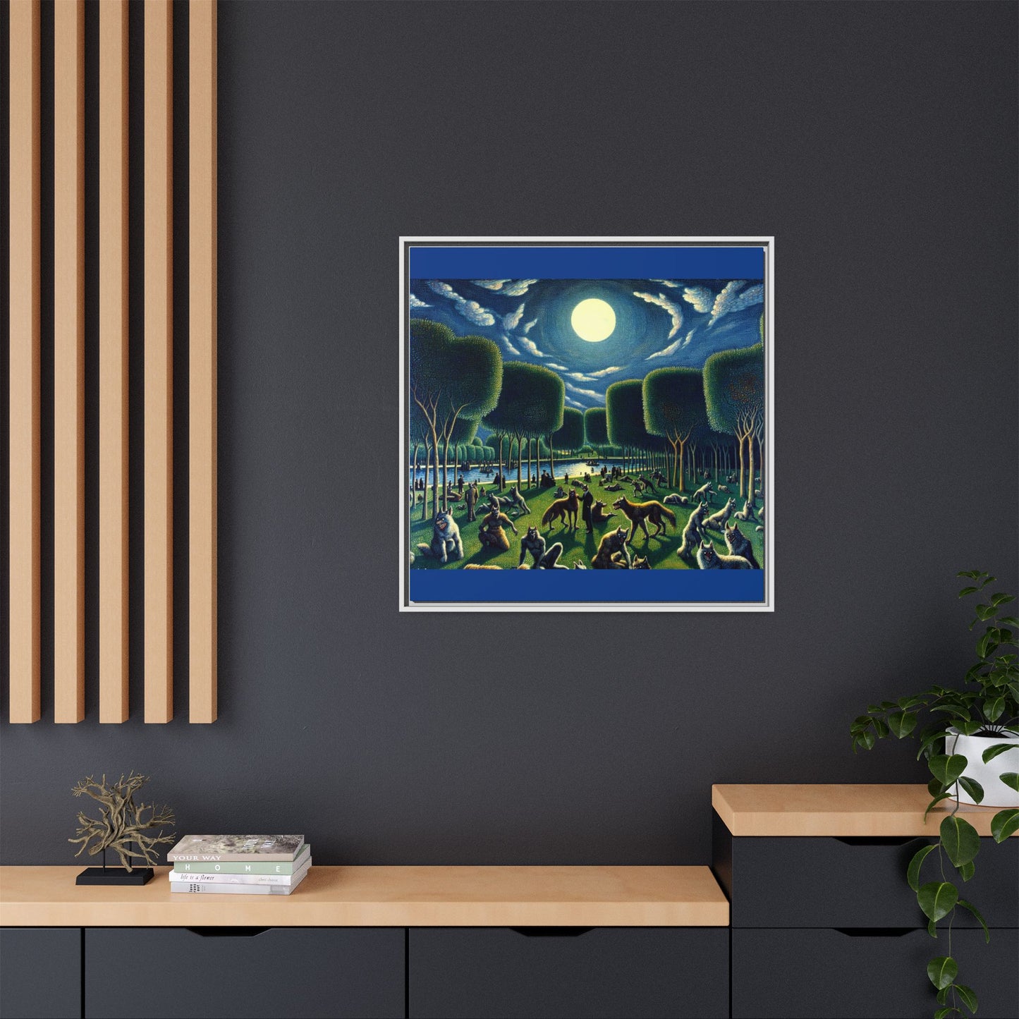 Werewolves at the Waterfront Canvas, Framed (Multi-color)