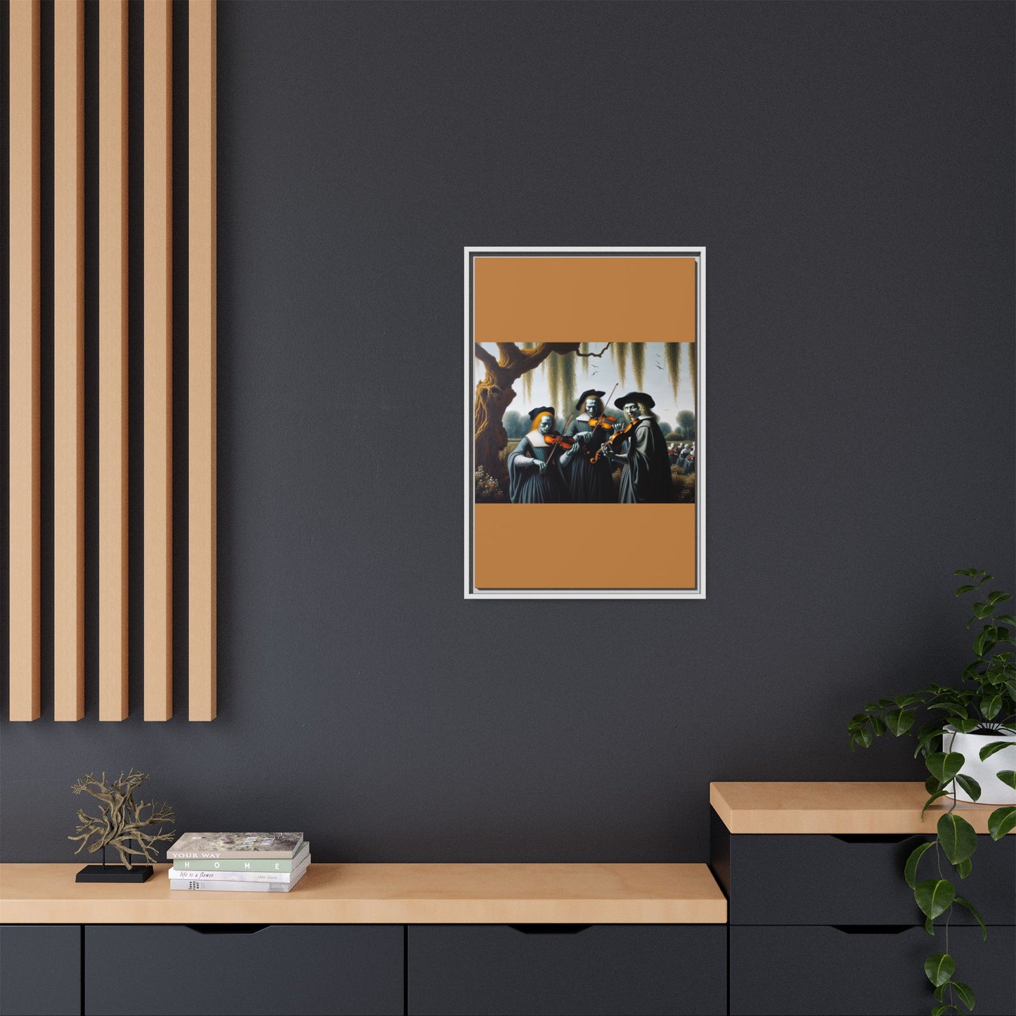 Vermeer's Vampire Violinists Canvas, Framed (Multi-color)