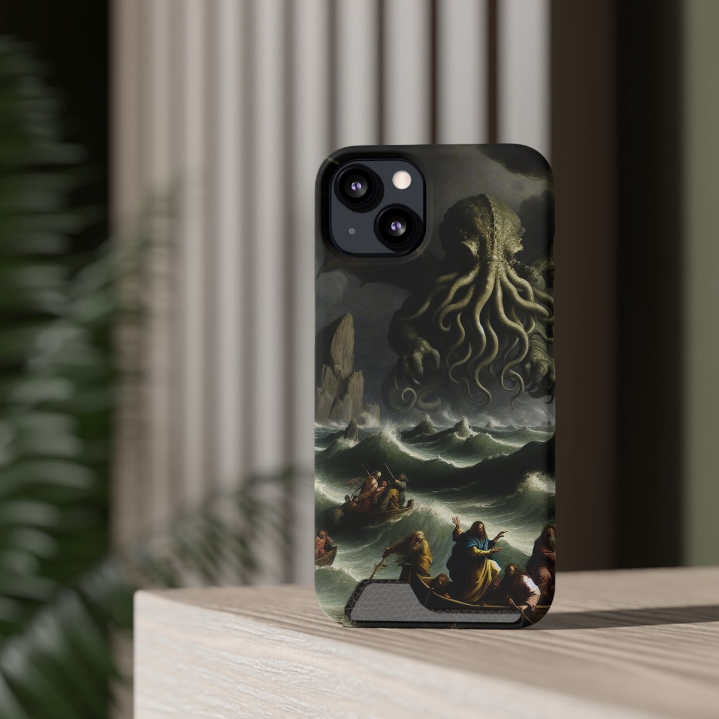 Cthulhu in the Storm Phone Case with Card Holder - IPHONE