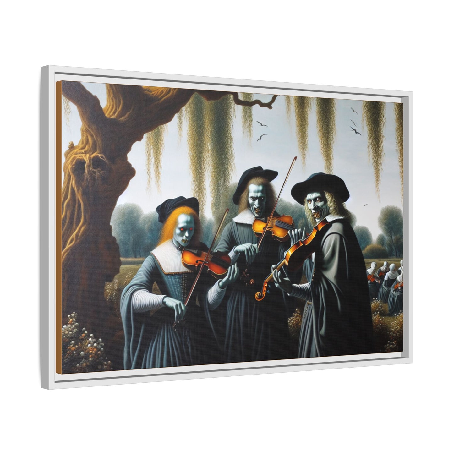 Vermeer's Vampire Violinists Canvas, Framed (Multi-color)