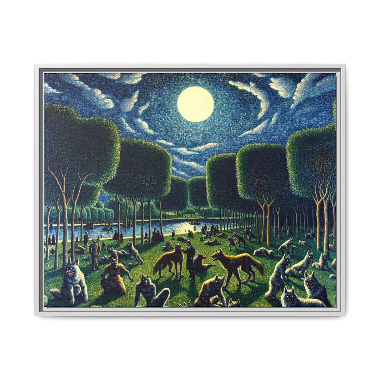 Werewolves at the Waterfront Canvas, Framed (Multi-color)