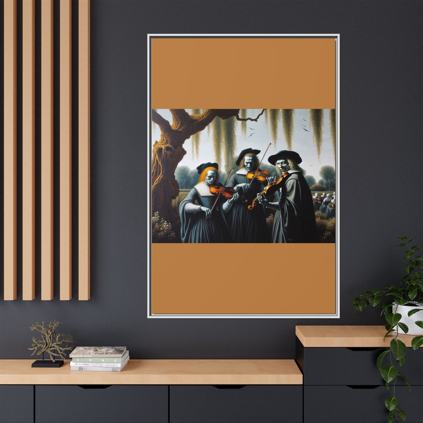 Vermeer's Vampire Violinists Canvas, Framed (Multi-color)