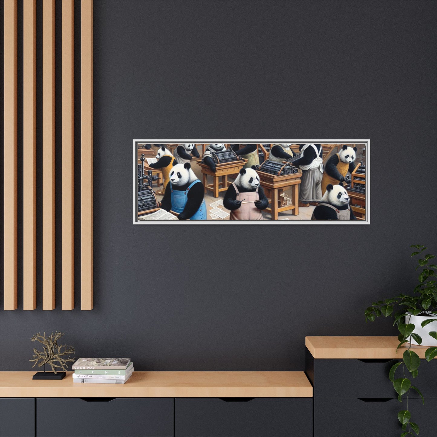 Printing Pandamonium Canvas, Framed (Multi-color)