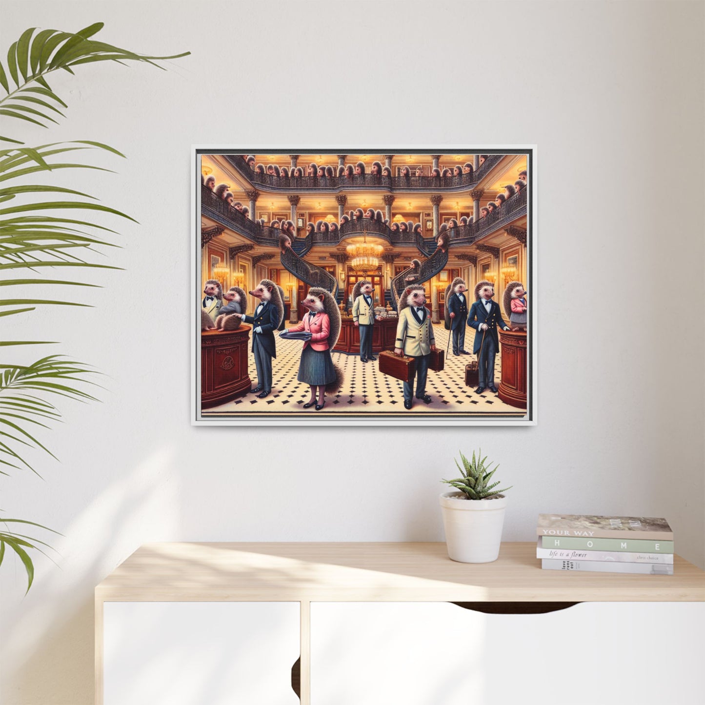 Hedgehog Hotel Canvas, Framed (Multi-color)