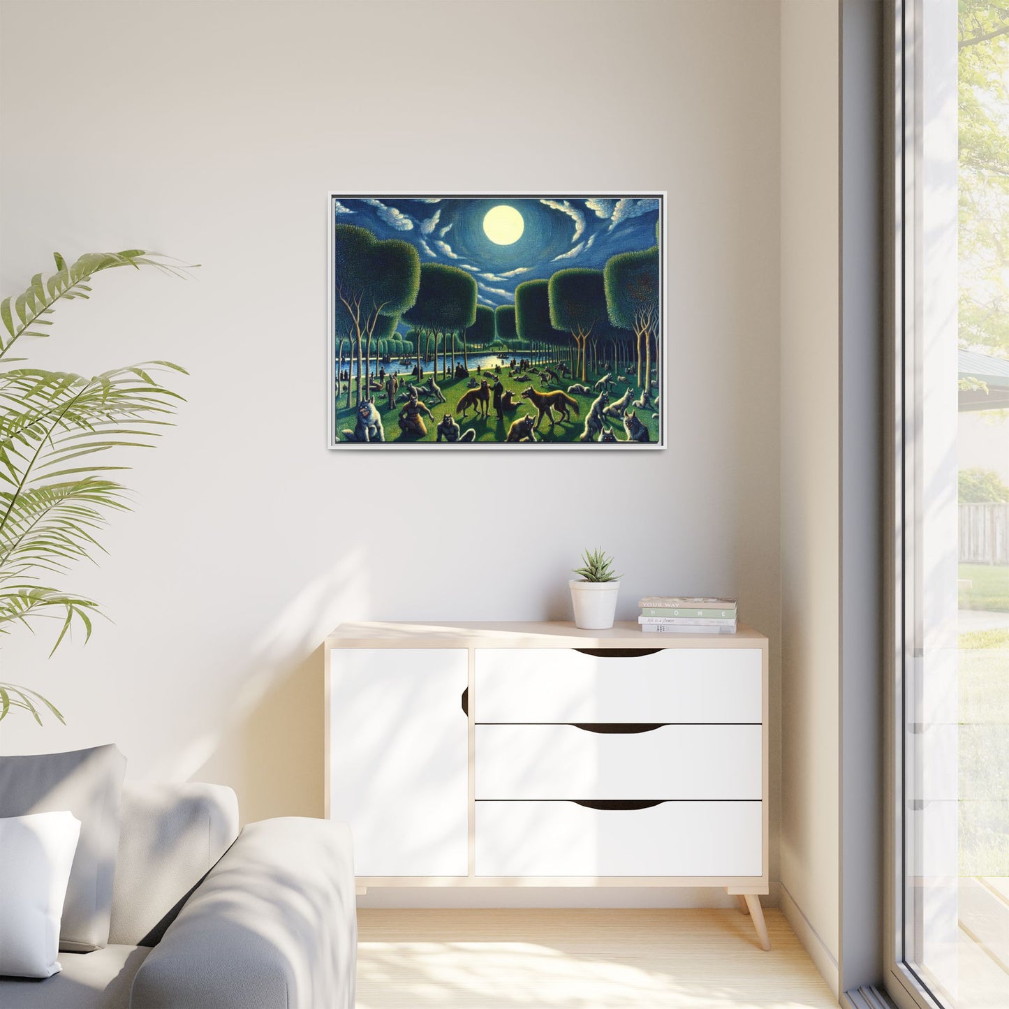 Werewolves at the Waterfront Canvas, Framed (Multi-color)