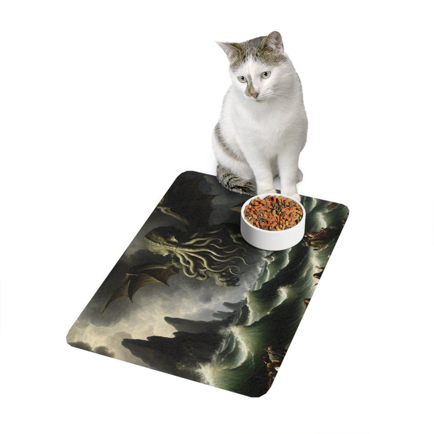 Cthulhu in the Storm Pet Food Mat