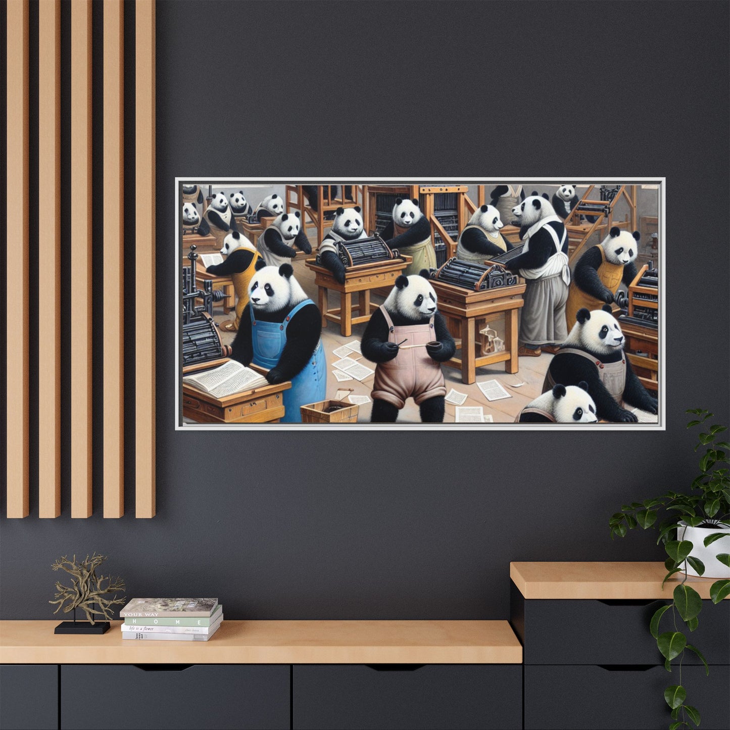 Printing Pandamonium Canvas, Framed (Multi-color)