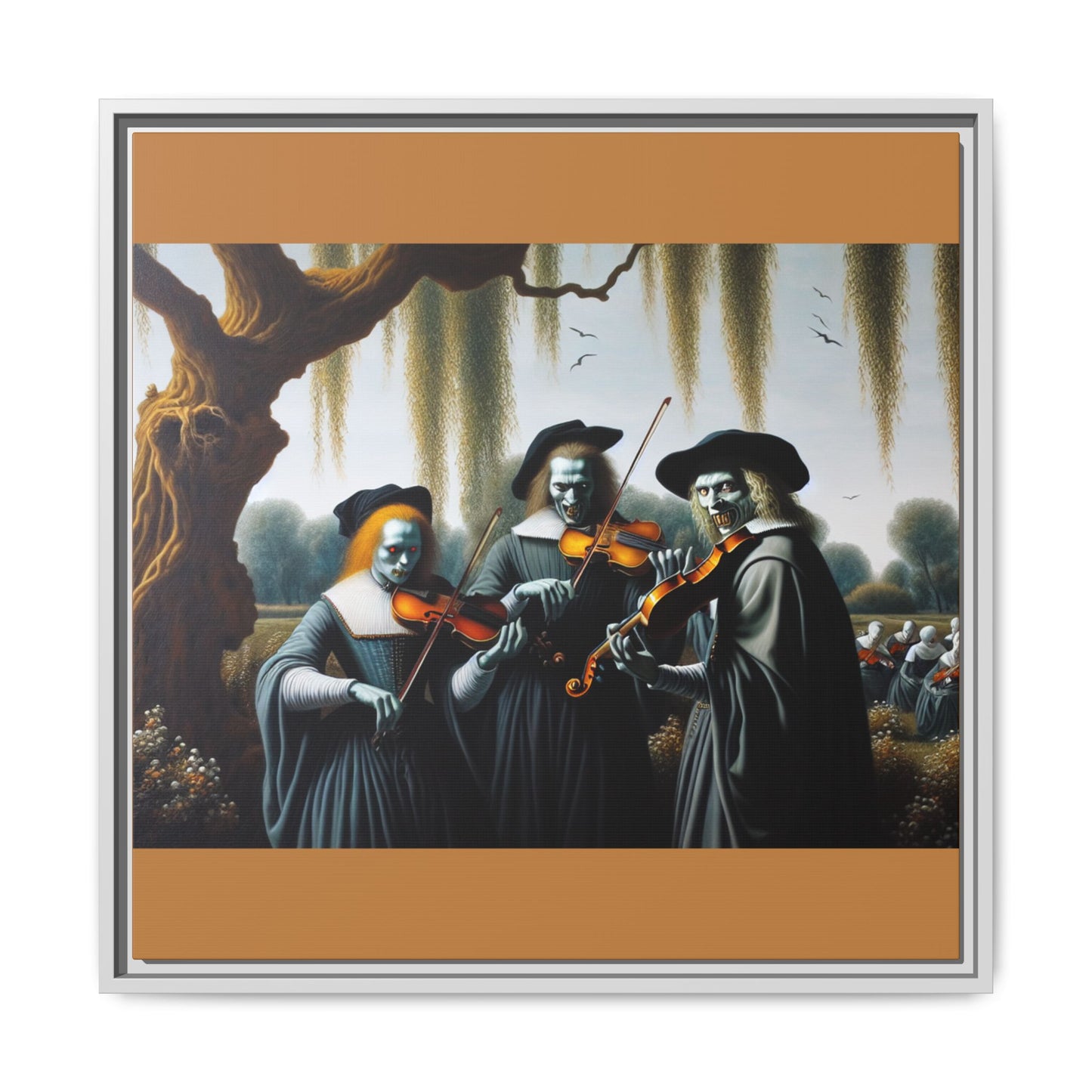 Vermeer's Vampire Violinists Canvas, Framed (Multi-color)