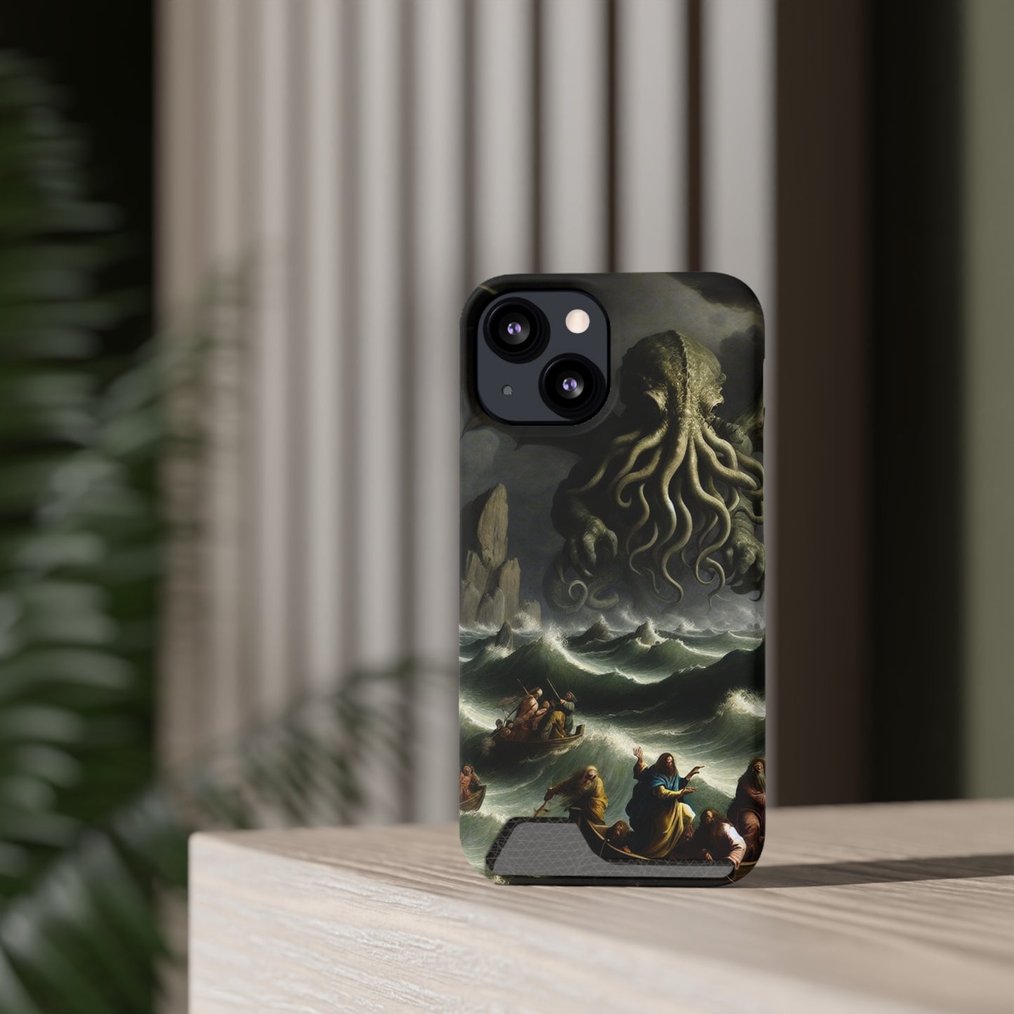 Cthulhu in the Storm Phone Case with Card Holder - IPHONE