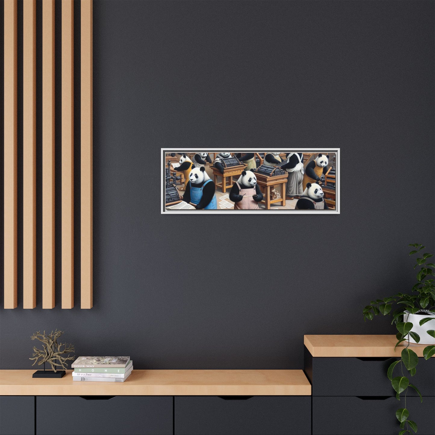 Printing Pandamonium Canvas, Framed (Multi-color)