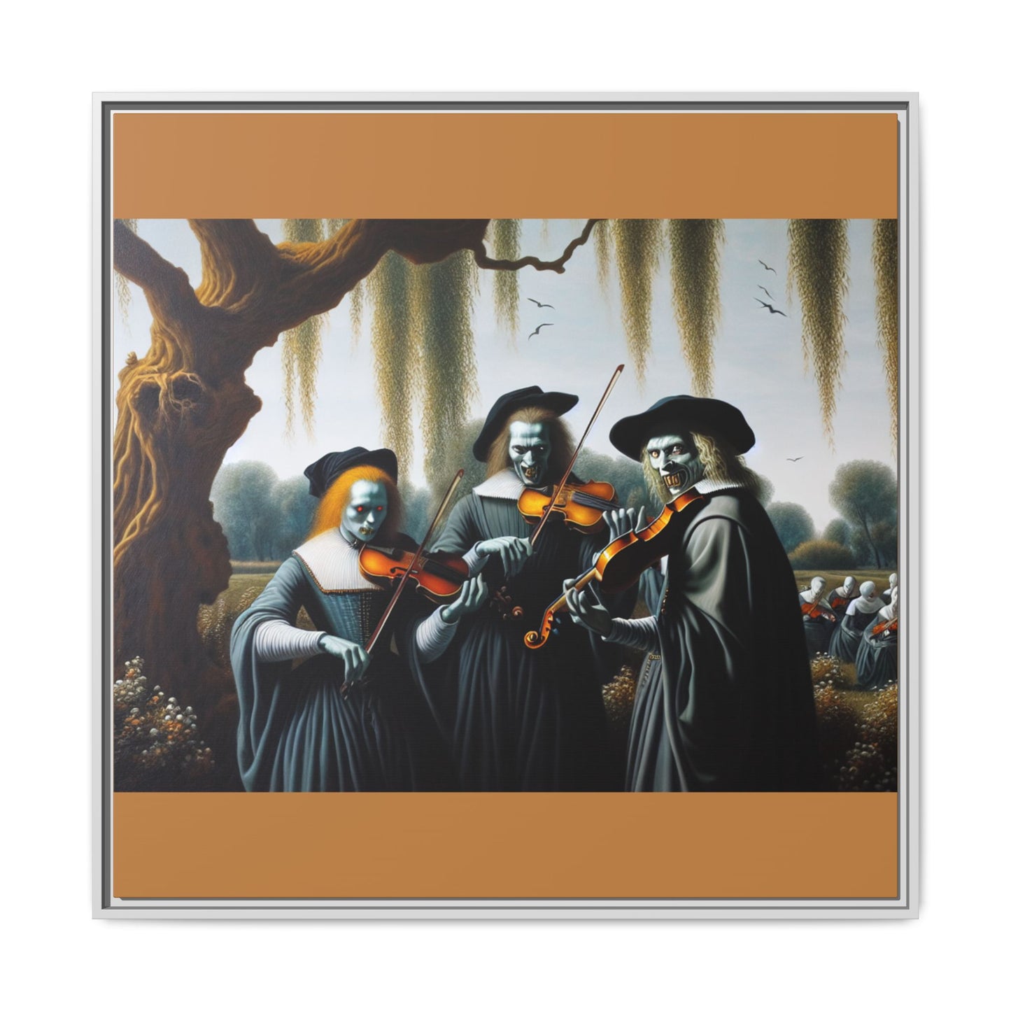 Vermeer's Vampire Violinists Canvas, Framed (Multi-color)