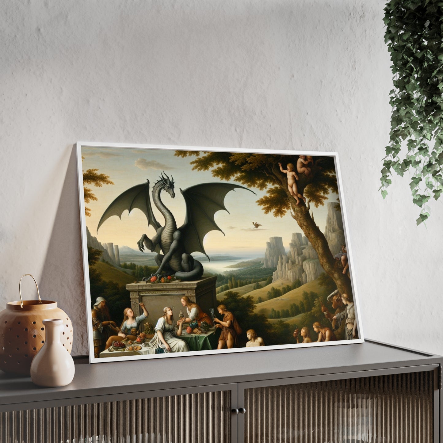Framed Dragon Statue Poster
