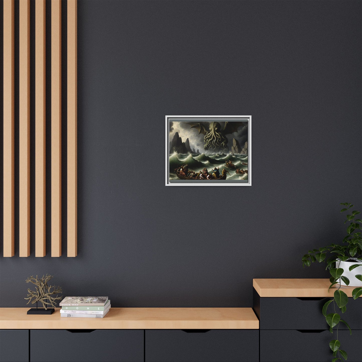 Cthulhu in the Storm Canvas, Framed (Multi-color)