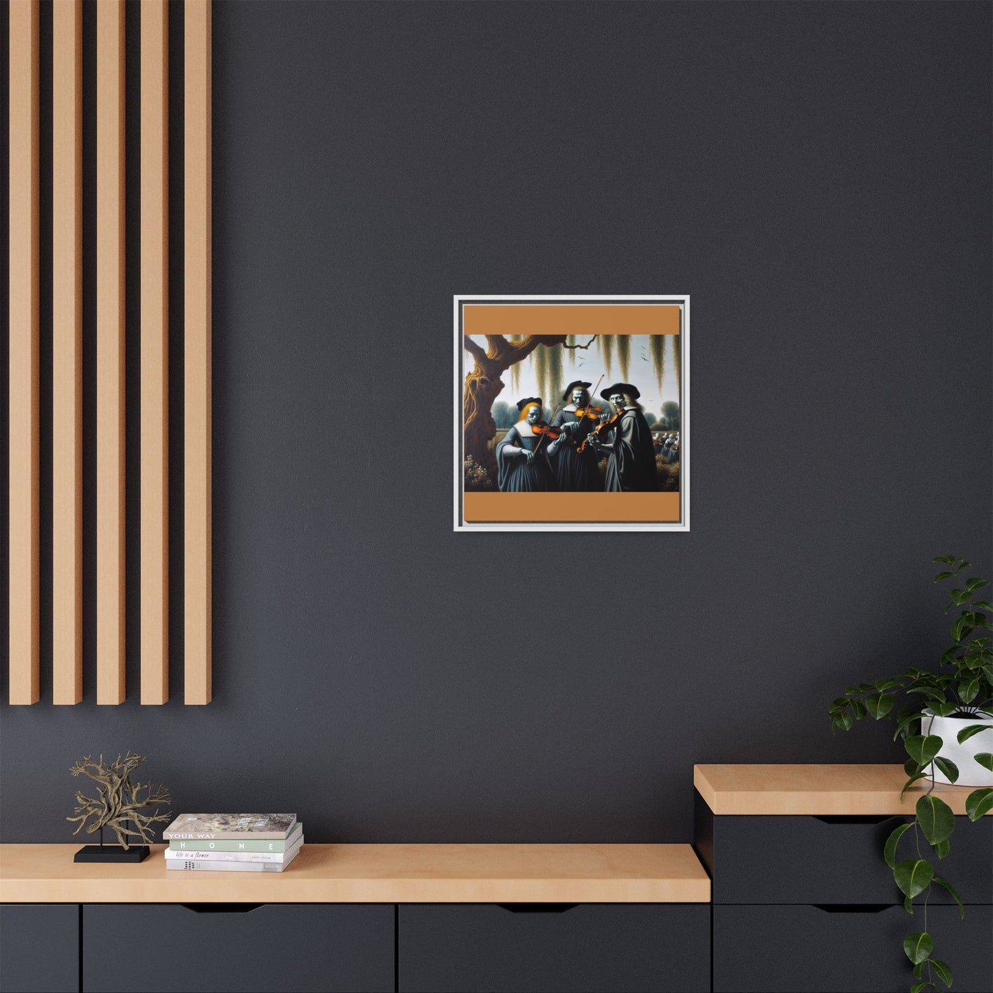 Vermeer's Vampire Violinists Canvas, Framed (Multi-color)