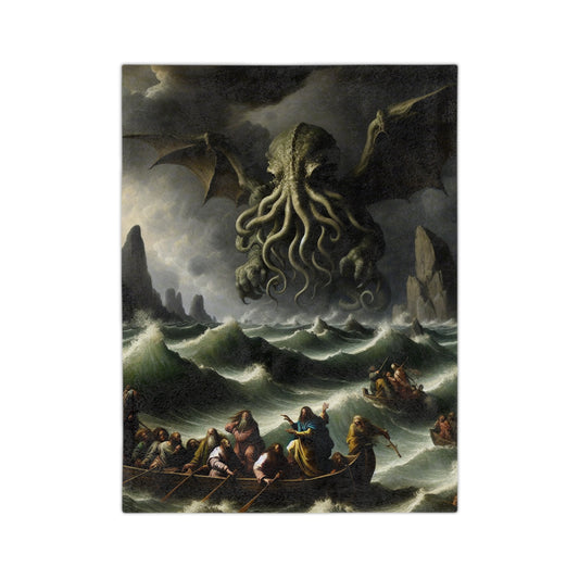 Cthulhu in the Storm Velveteen Microfiber Blanket