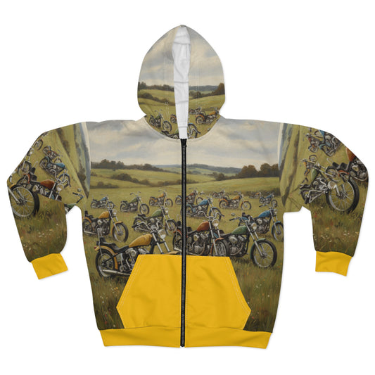 Wild Motorcycles All Over Print Zip Hoodie