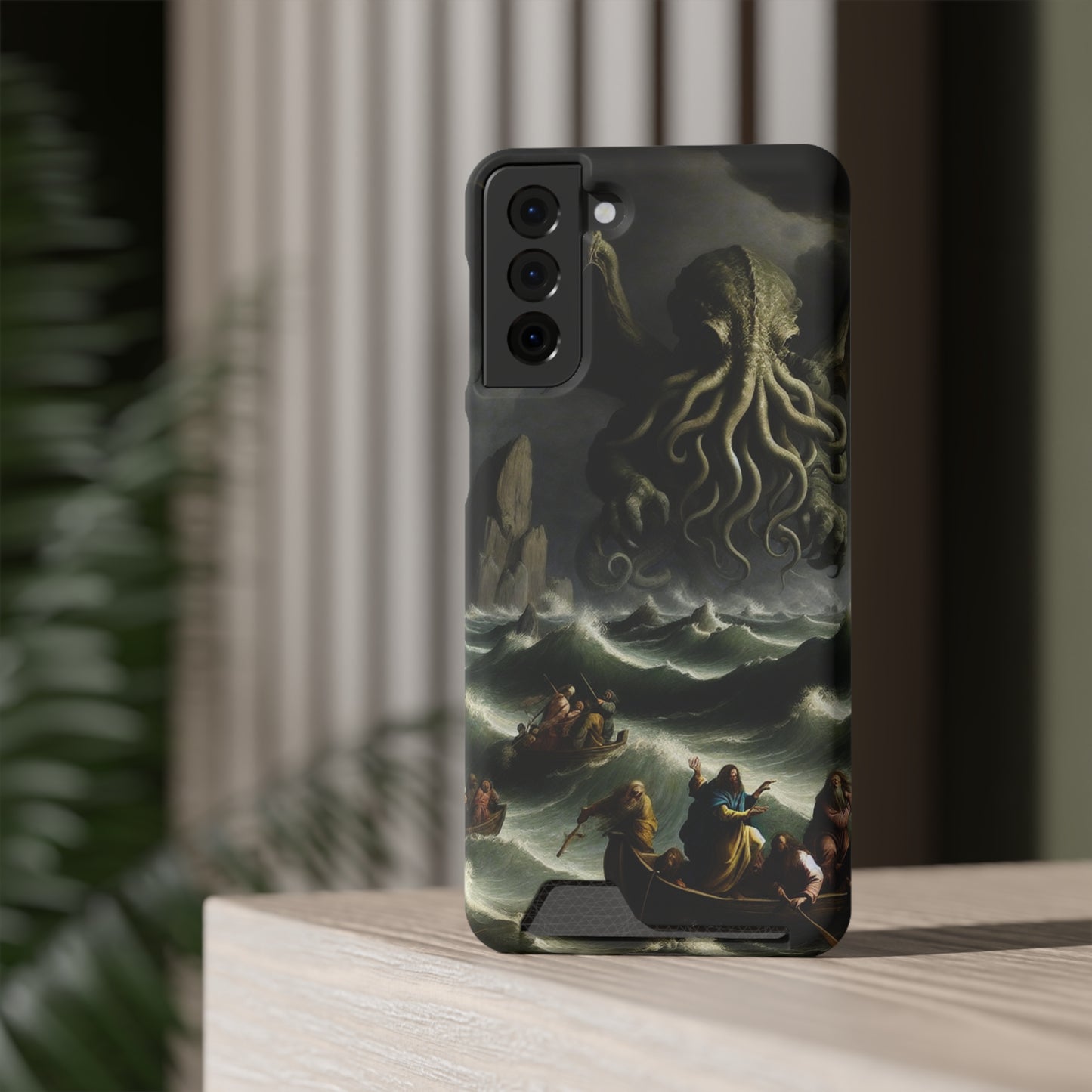 Cthulhu in the Storm Phone Case with Card Holder - GALAXY