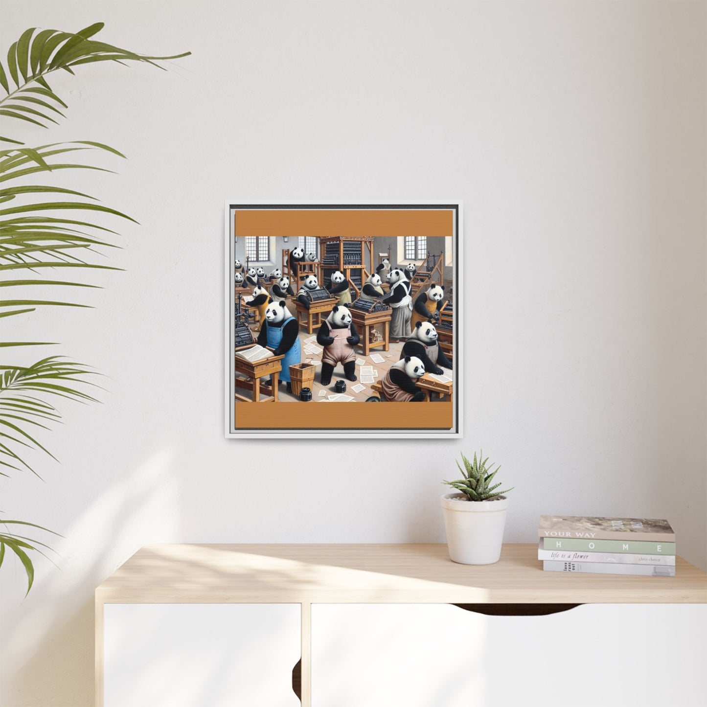 Printing Pandamonium Canvas, Framed (Multi-color)