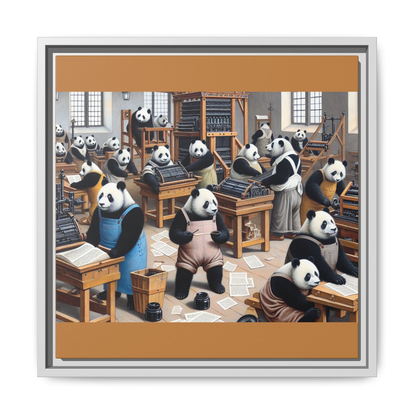 Printing Pandamonium Canvas, Framed (Multi-color)